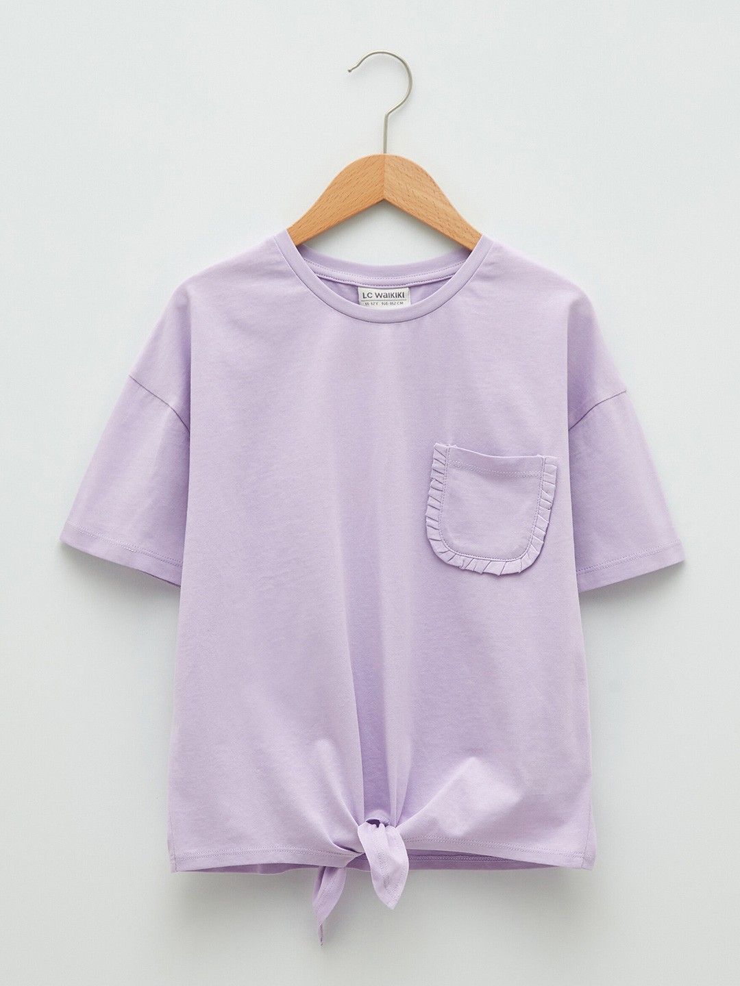 

LC Waikiki Girls Lavender Solid Pure Cotton T-shirt