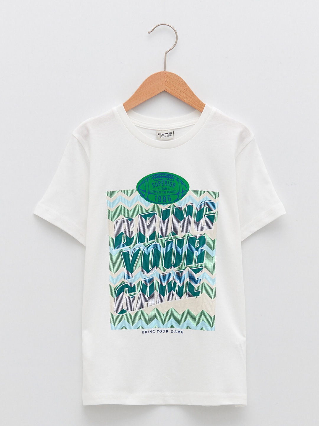 

LC Waikiki Boys White & Green Typography Printed T-shirt