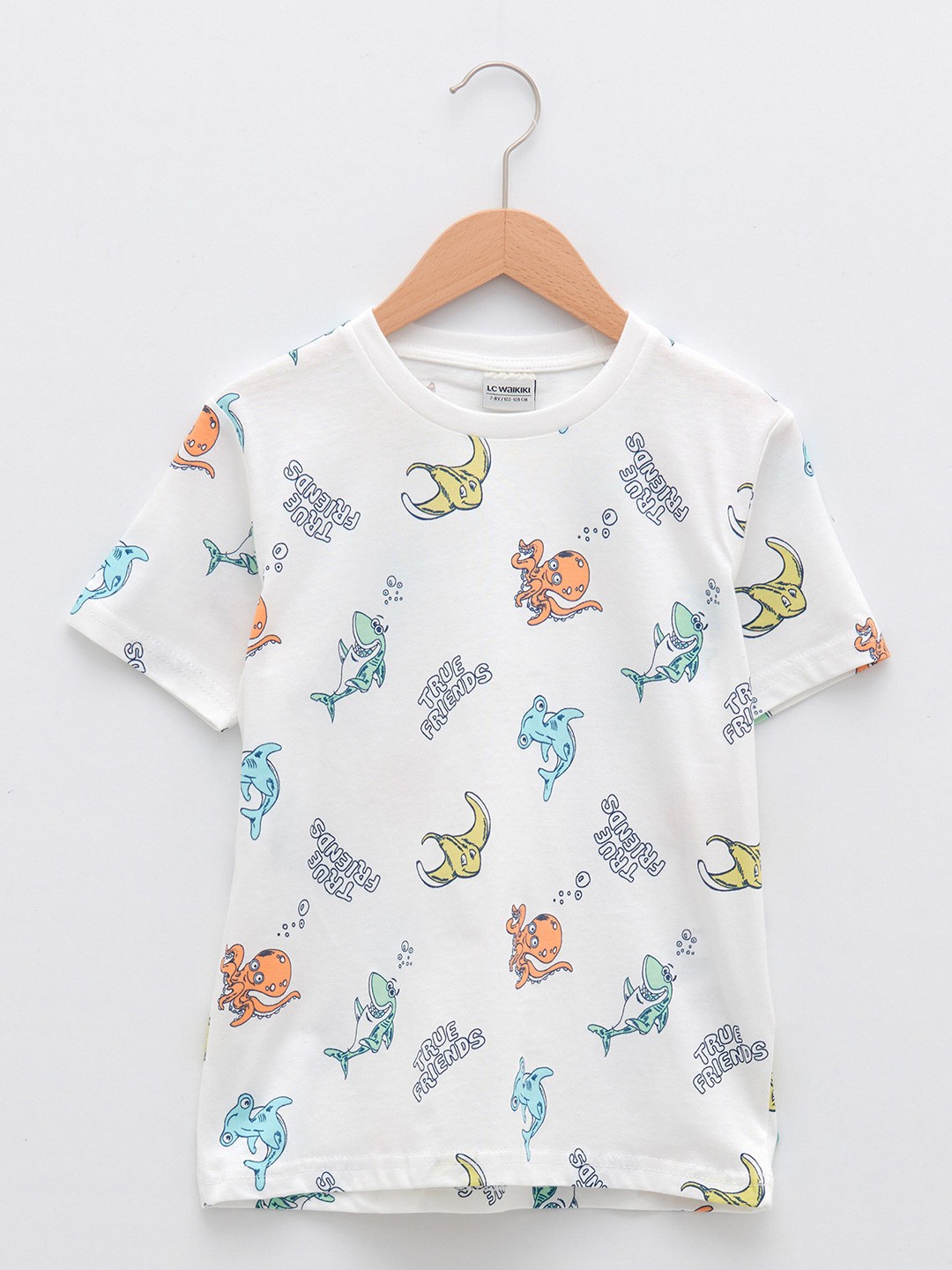 

LC Waikiki Boys White & Orange Typography Printed T-shirt