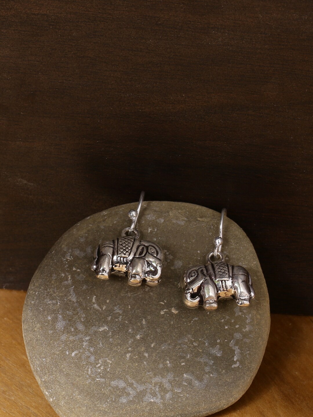

ADORN by Nikita Ladiwala Silver-Toned Animal Shaped Drop Earrings