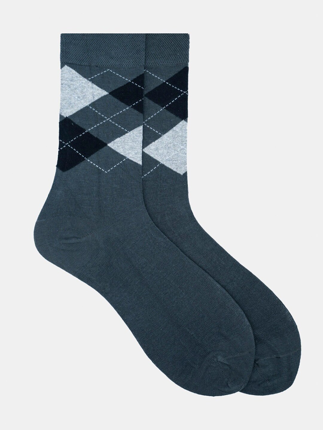 

Soxytoes Men Grey Patterned Calf-Length Pure Cotton Socks