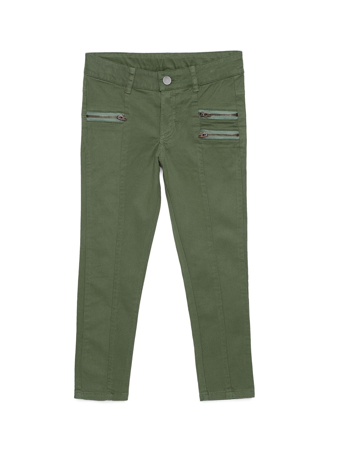 

UNDER FOURTEEN ONLY Girls Green Relaxed Slim Fit Trousers