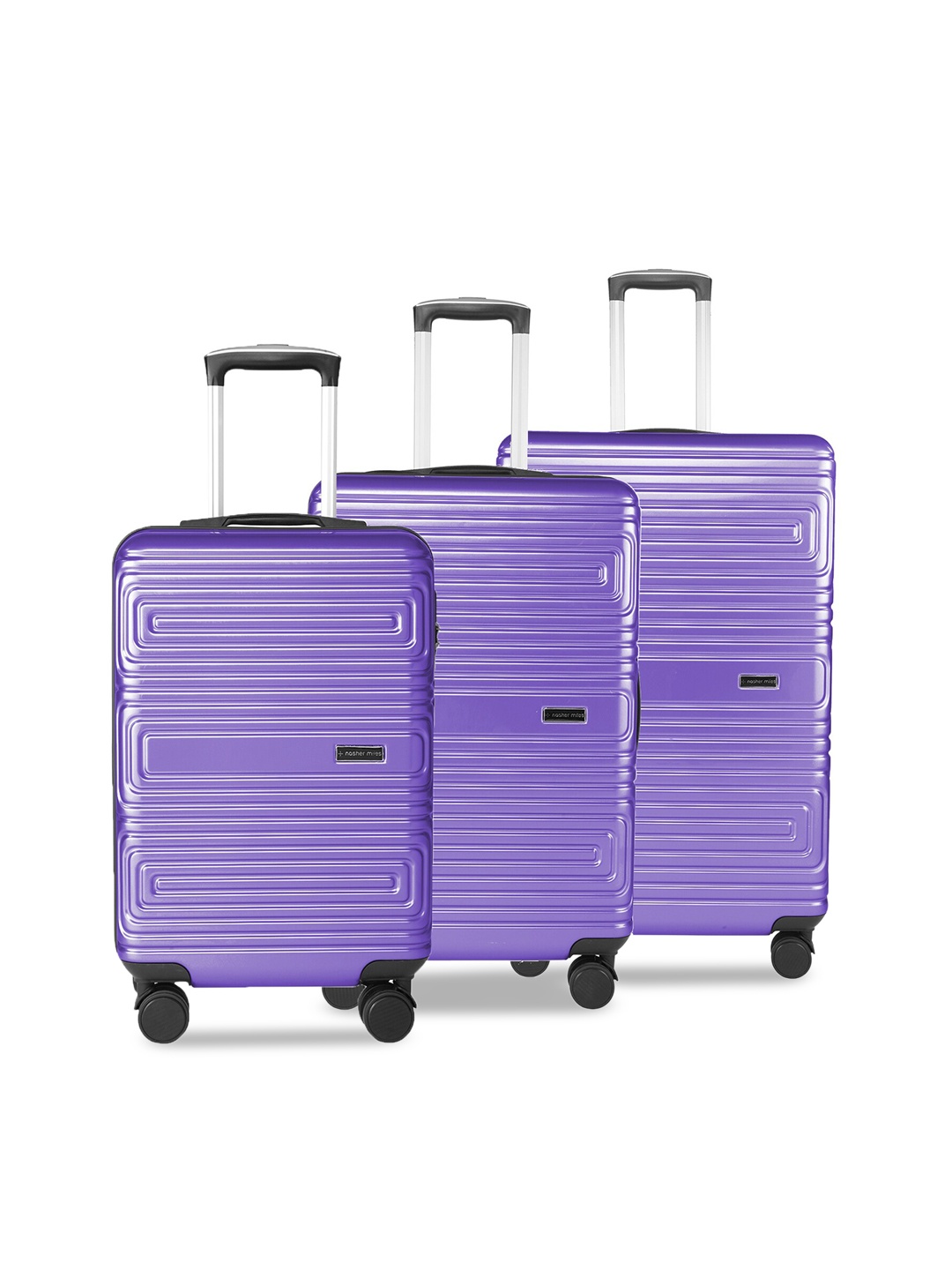 

Nasher Miles Set Of 3 Purple Textured Polycarbonate Hard-Sided Trolley Bag