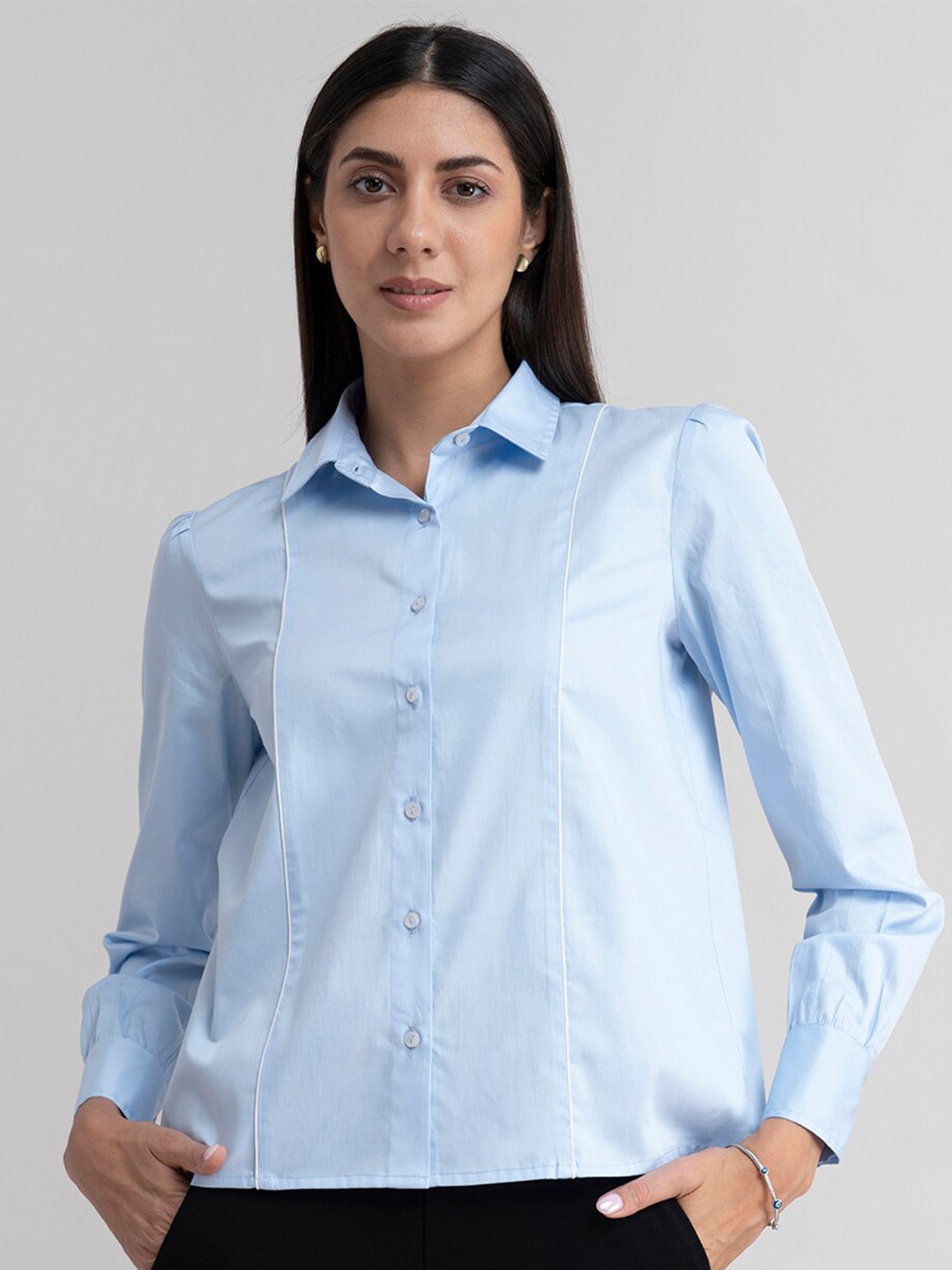 

FableStreet Women Blue Formal Shirt