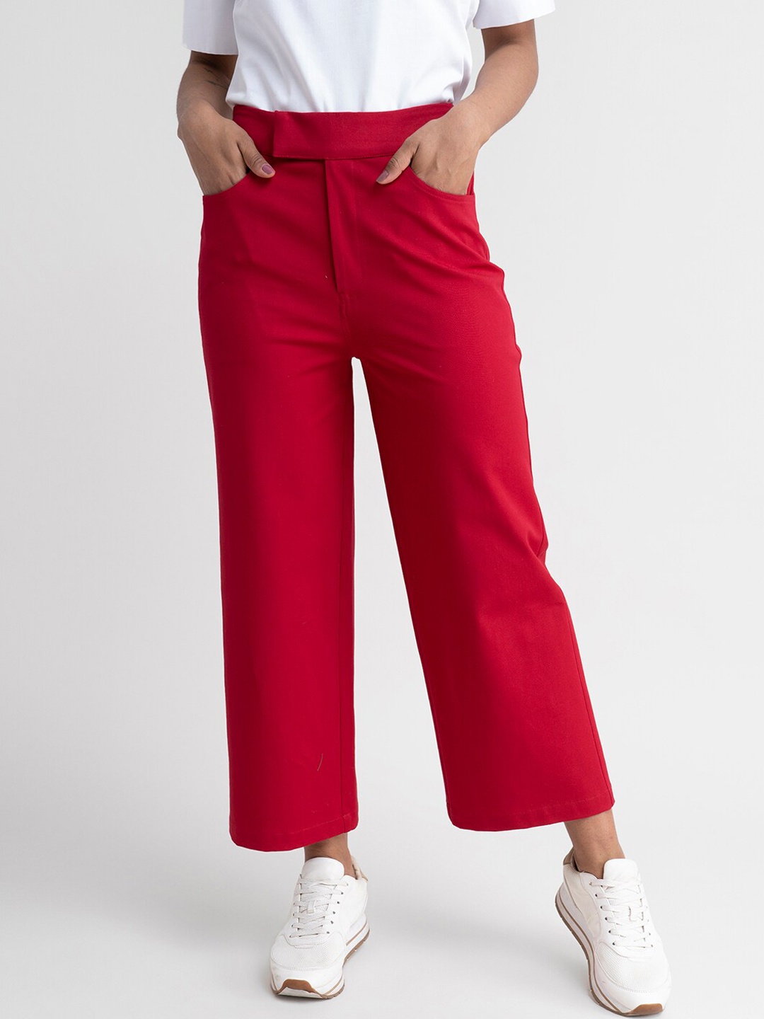 

FableStreet Women Red Trousers