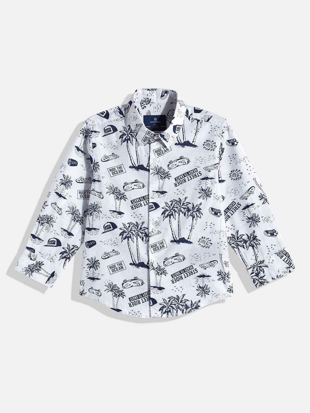 

Bene Kleed Boys White Printed Casual Shirt