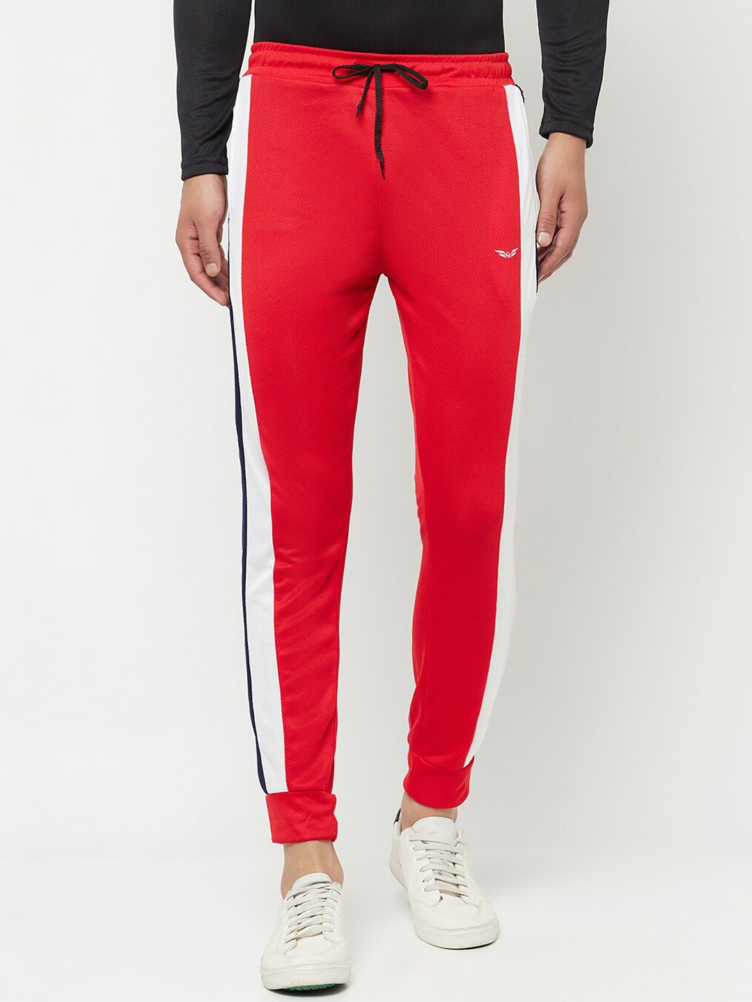 

ELEGANCE Men Red & White Colourblocked Joggers