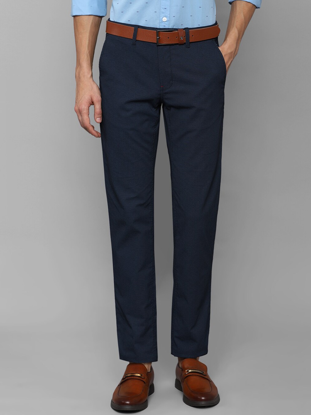 

Louis Philippe Sport Men Navy Blue Textured Slim Fit Trousers