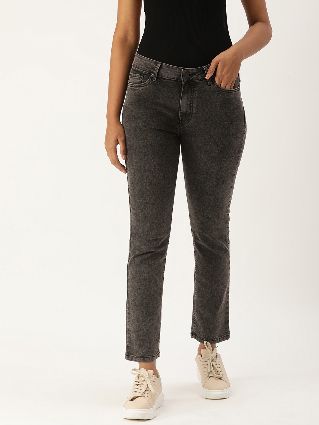 

IVOC Women Charcoal Boyfriend Fit Stretchable Jeans