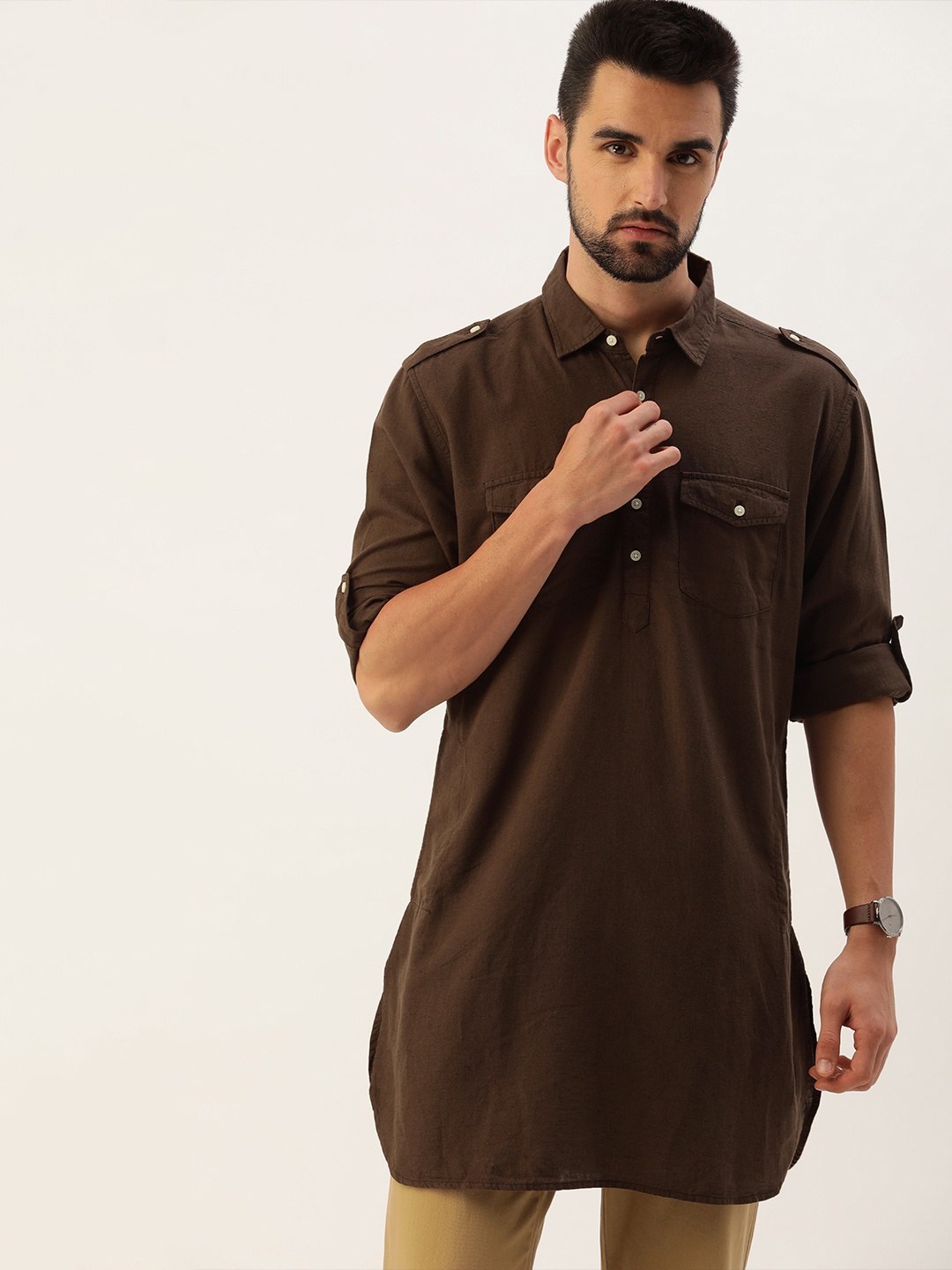 

IVOC Men Brown Pathani Kurta