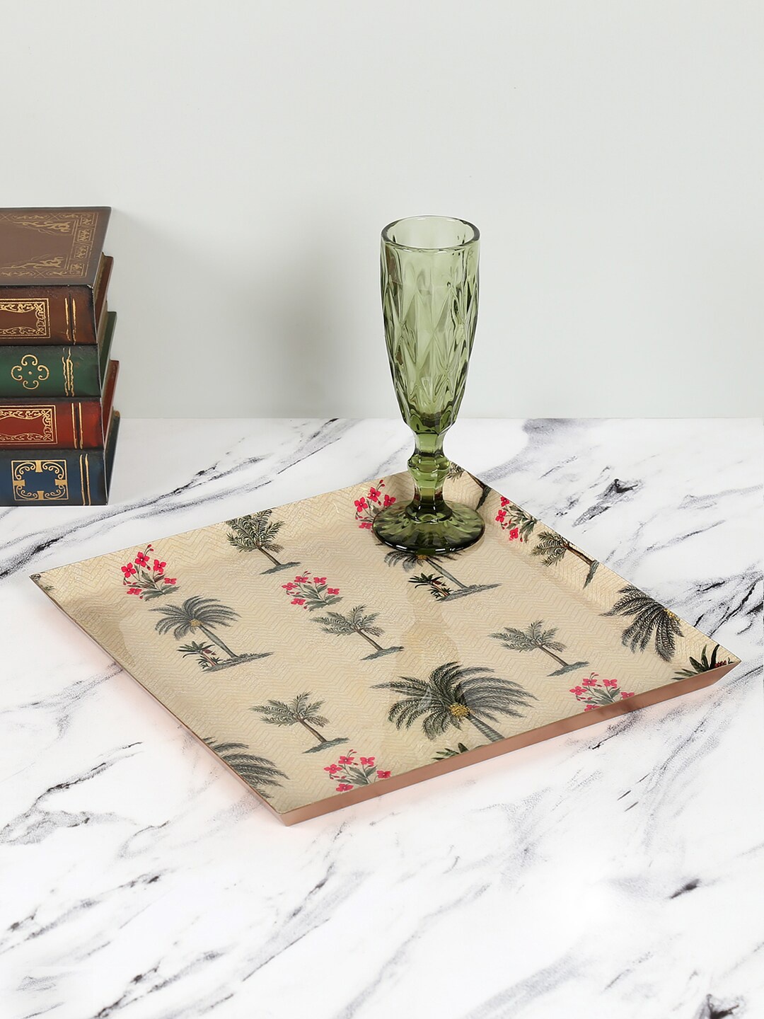 

India Circus by Krsnaa Mehta Beige Printed Steel Platter