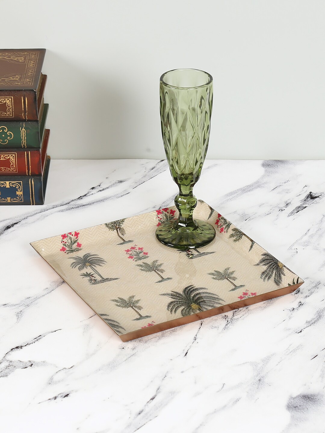 

India Circus by Krsnaa Mehta Beige Printed Stainless-Steel Platter