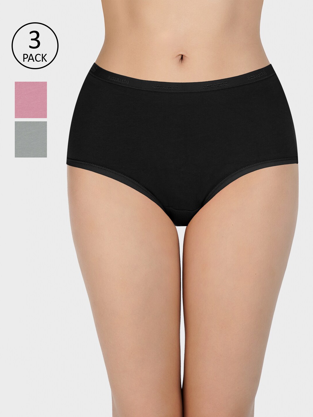 

Amante Women Pack of 3 High Rise High Waist Hipster Briefs - PPK53001, Pink