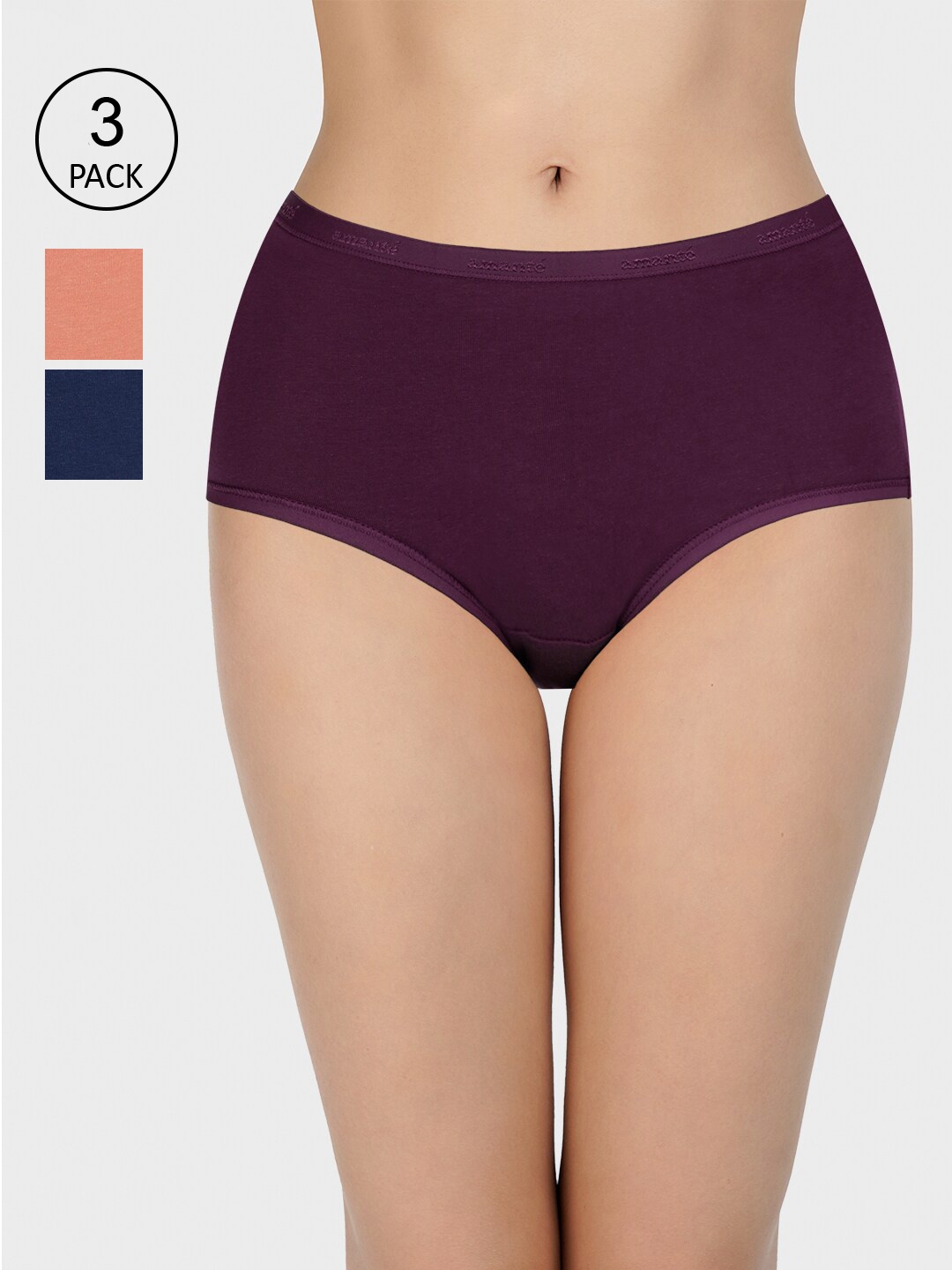 

Amante Women Pack Of 3 Solid Basic Briefs, Navy blue