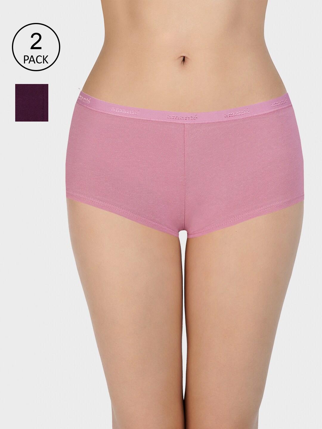 

Amante Women Pack of 2 Low Rise Boyshort Brief - PPK62001, Multi