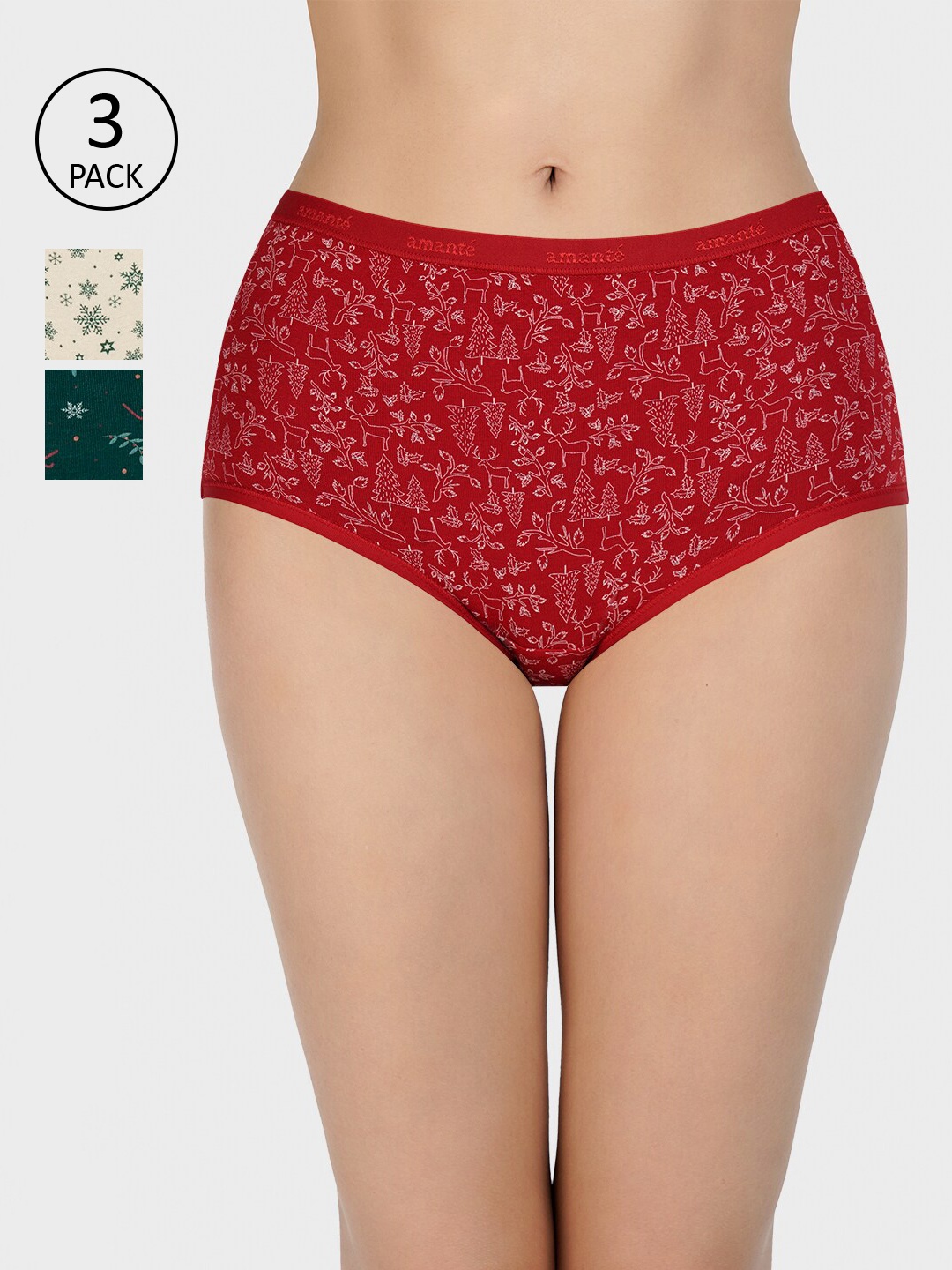 

Amante Women Pack Of 3 Printed Basic Briefs, Multi