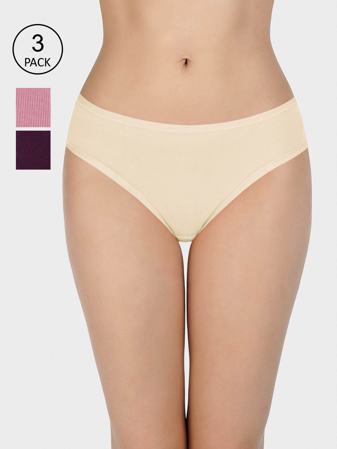 

Amante Women Pack Of 3 Solid Bikini Briefs, Multi
