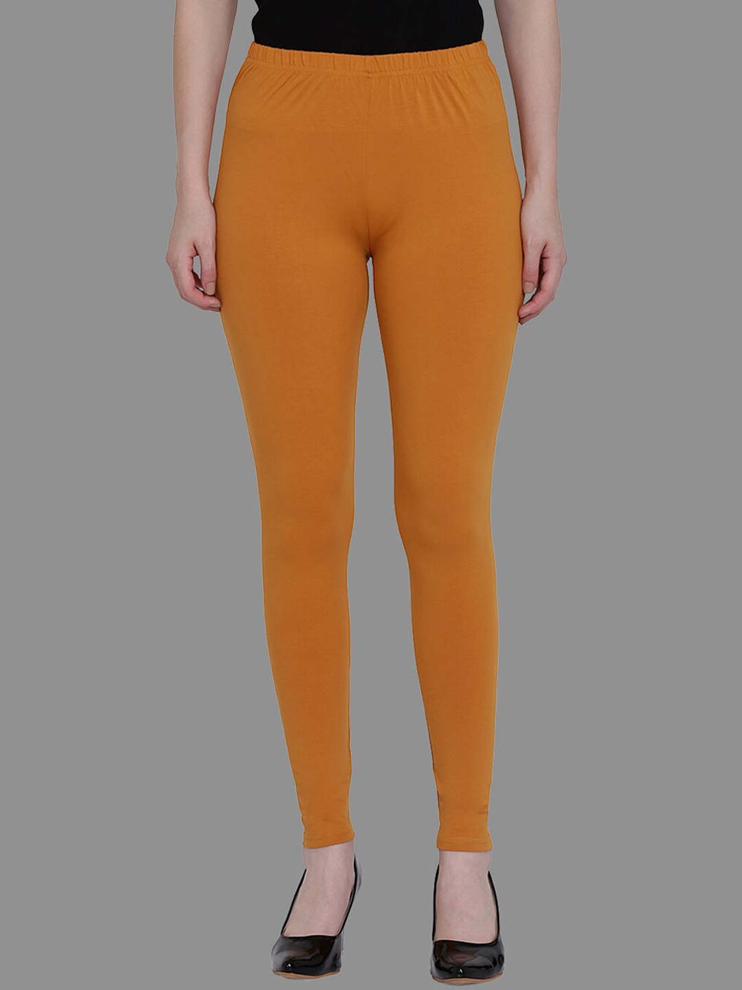 

SPIFFY Women Musterd Orange Solid Ankle-Length Leggings, Mustard