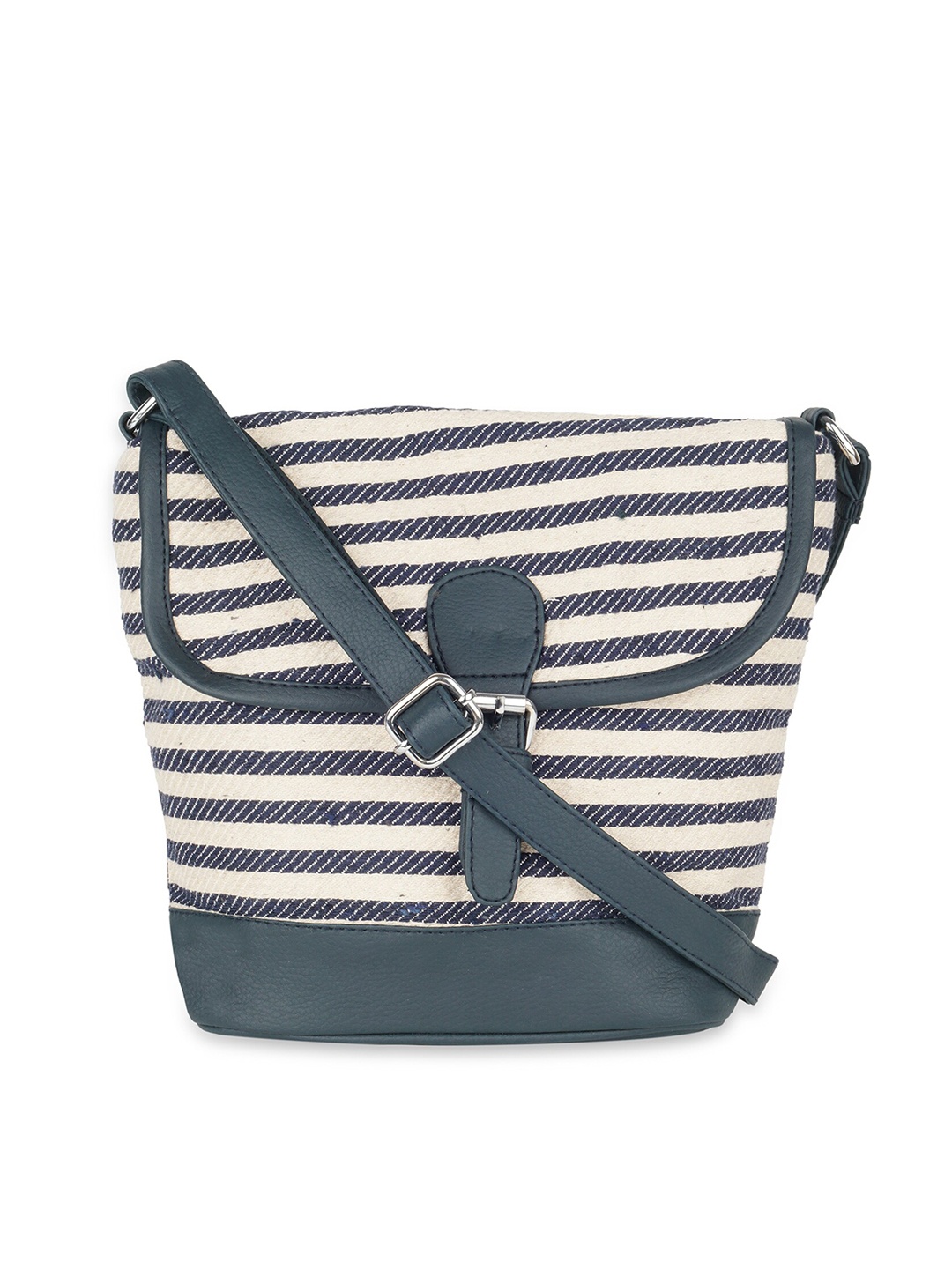 

Kanvas Katha Multicoloured Striped Structured Sling Bag with Tasselled, Multi