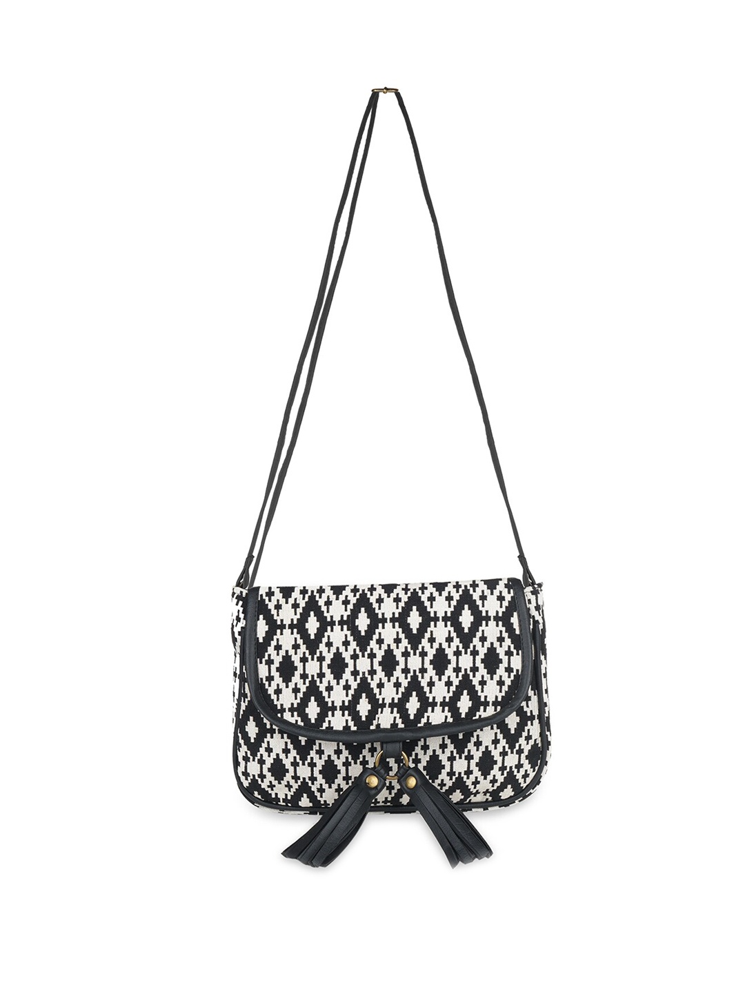 

Kanvas Katha Multicoloured Ethnic Motifs Swagger Sling Bag with Tasselled, Multi