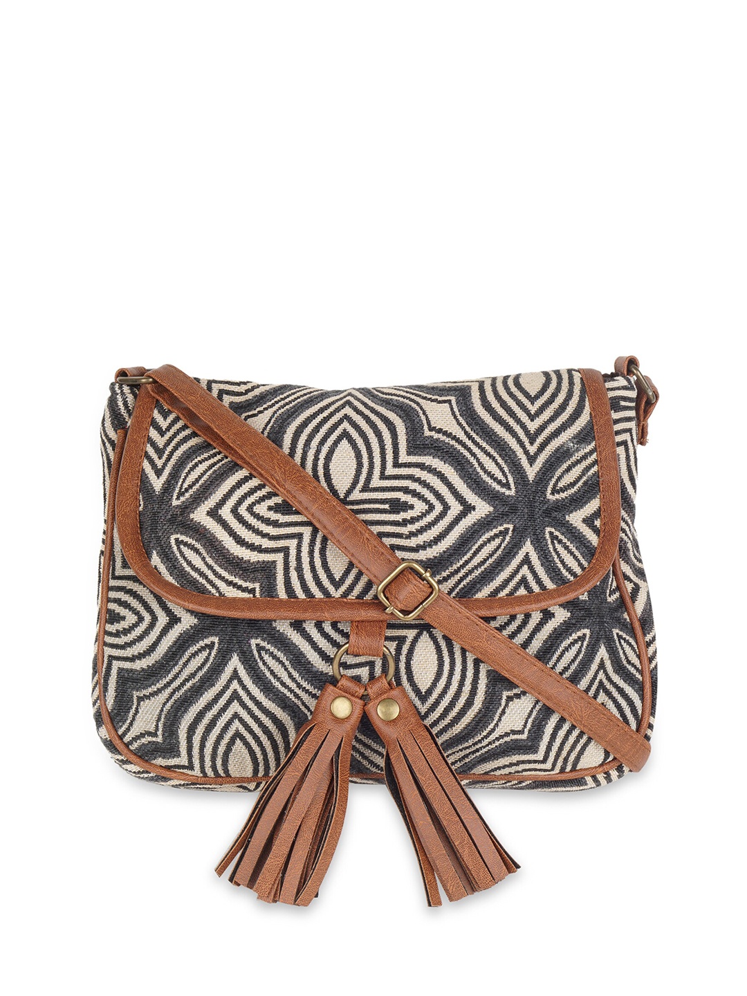 

Kanvas Katha Multicoloured Bucket Sling Bag with Tasselled, Multi