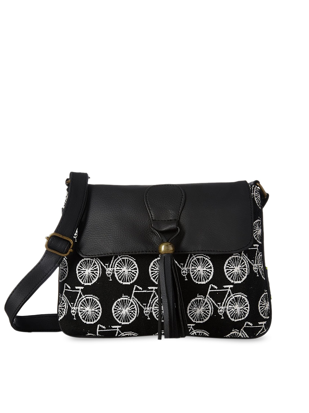 

Kanvas Katha Multicoloured Ethnic Motifs Printed Structured Handheld Bag with Cut Work, Multi