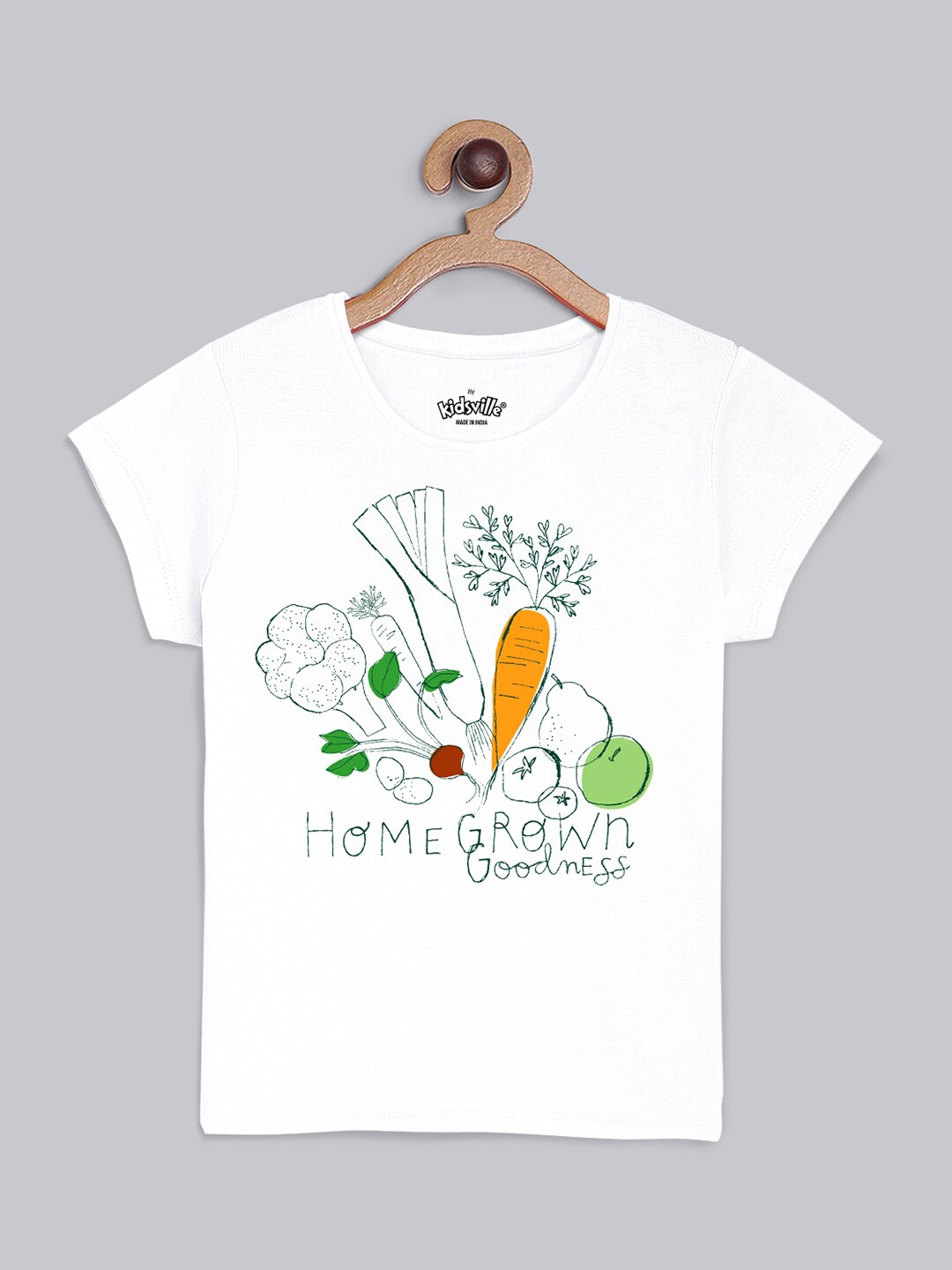 

Kids Ville Girls White Graphic Printed Pure Cotton Tshirts