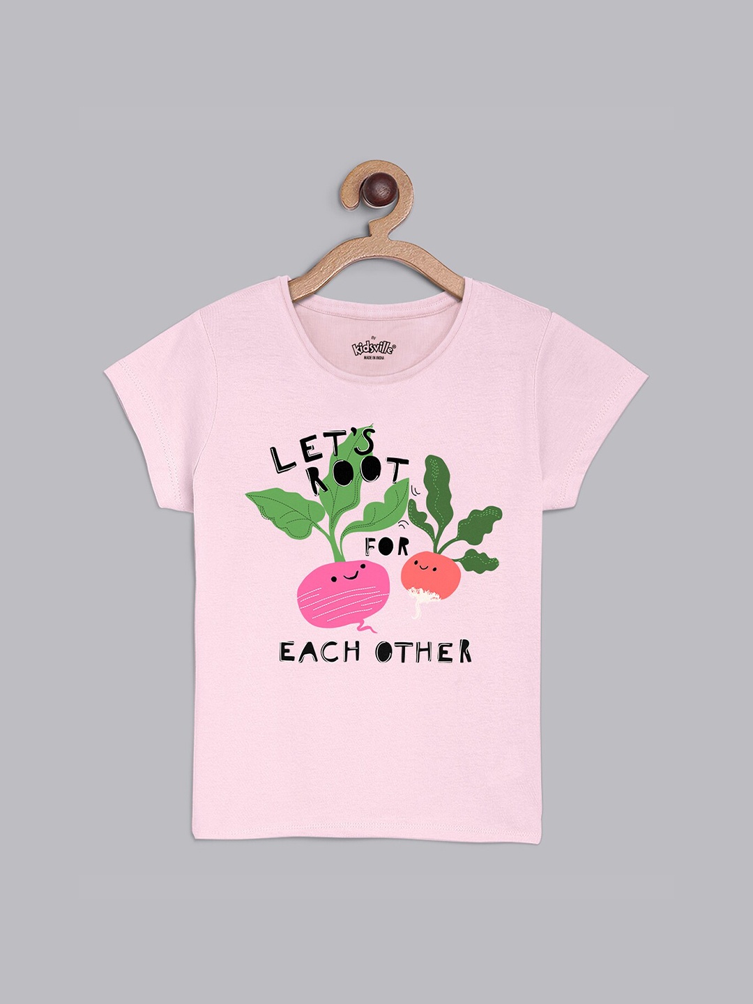 

Kids Ville Girls Pink Printed Pure Cotton T-Shirt