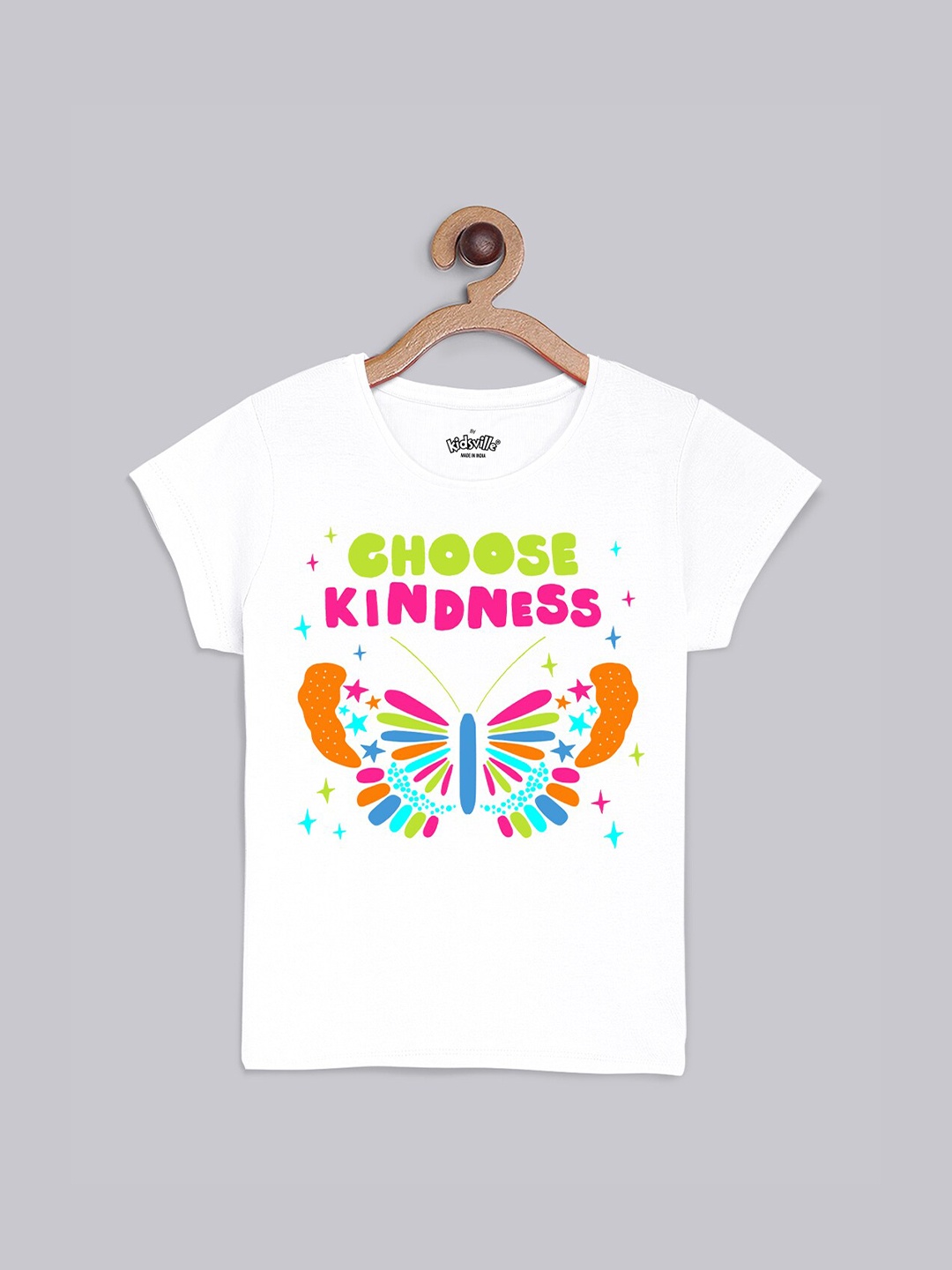

Kids Ville Girls White Printed T-shirt