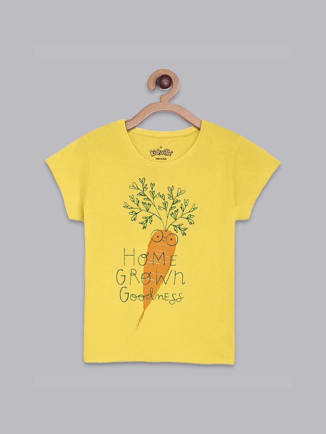 

Kids Ville Girls Yellow Printed Pure Cotton T-Shirt