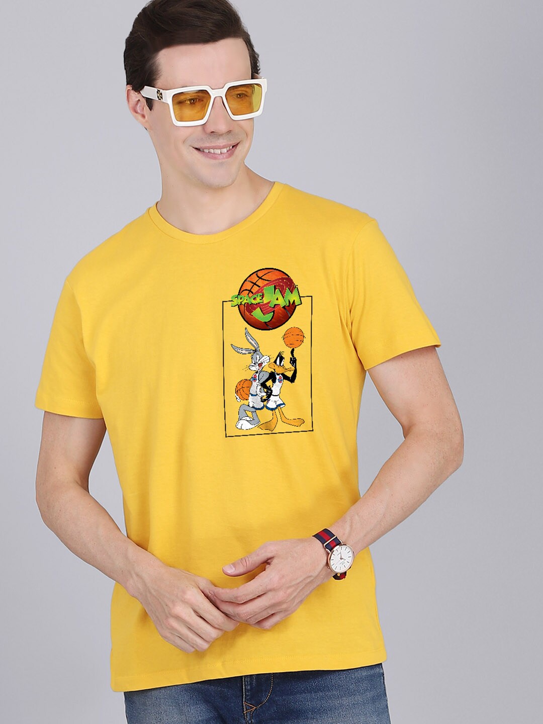 

Free Authority Men Yellow Printed Pure Cotton Tshirts