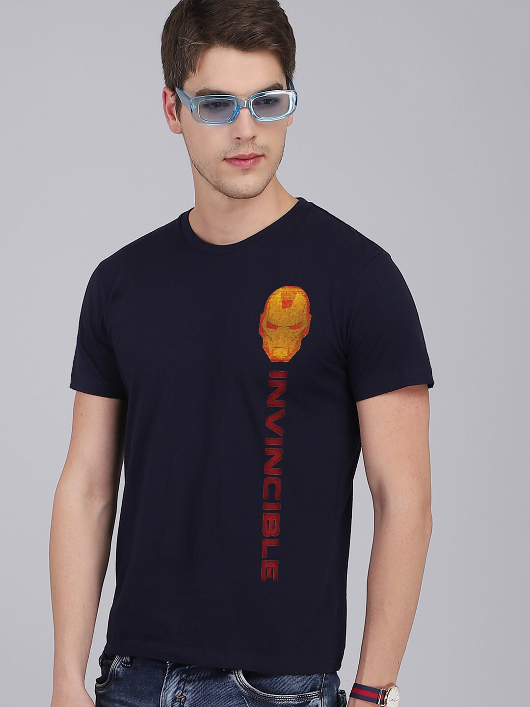 

Free Authority Iron Man Printed Tshirt For Men, Navy blue