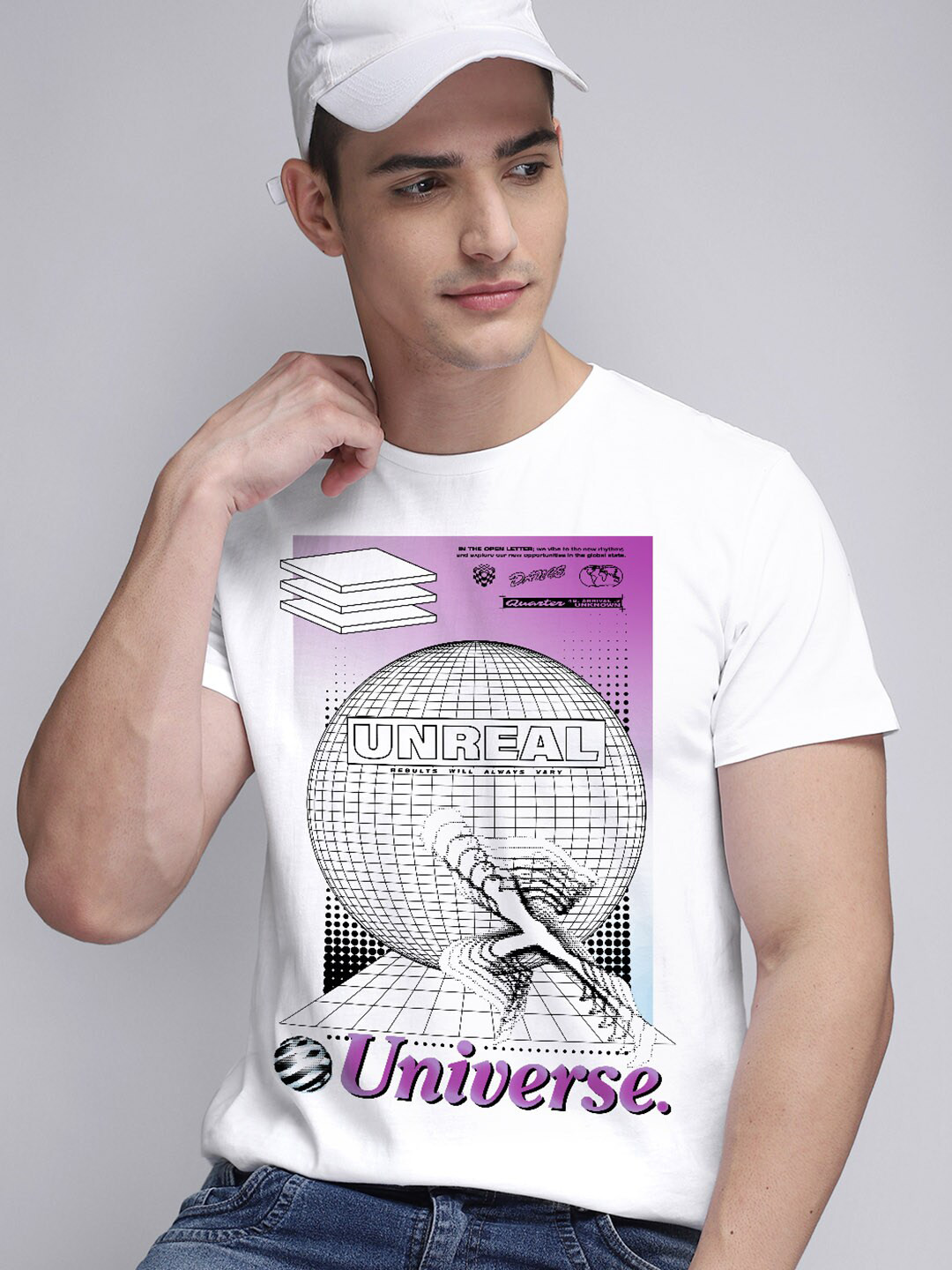 

Free Authority Men White & Purple Printed Extended Sleeves T-shirt
