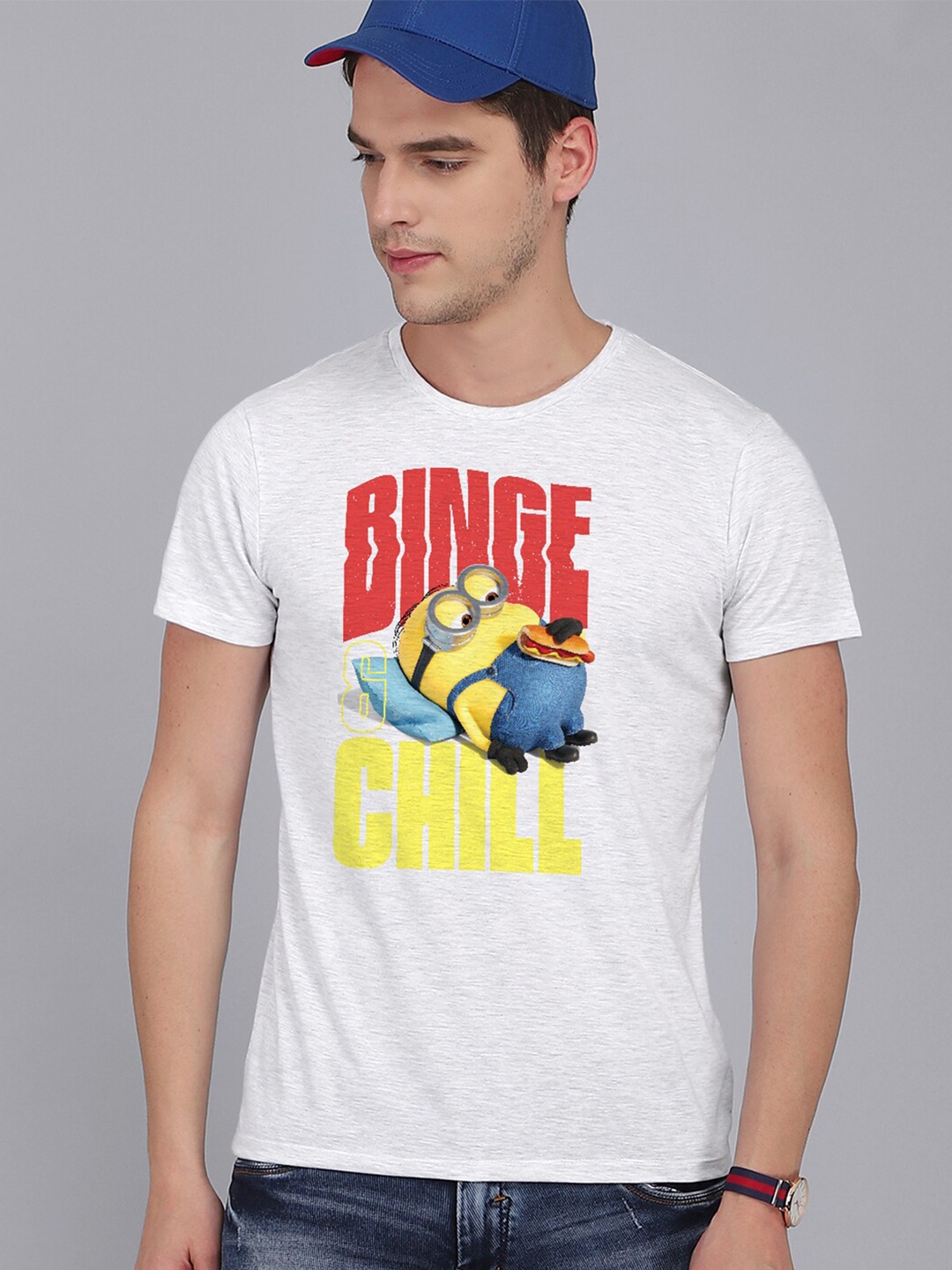 

Free Authority Men Grey & Red Printed Pure Cotton Applique T-Shirt