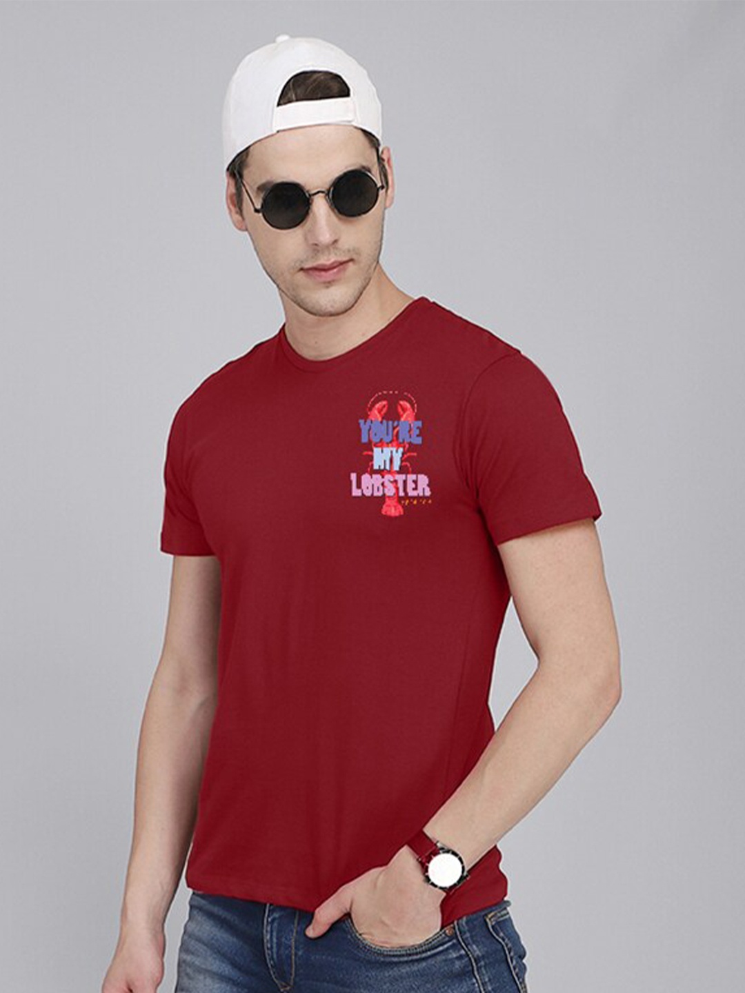 

Free Authority Men Maroon Printed Pure Cotton Tshirts