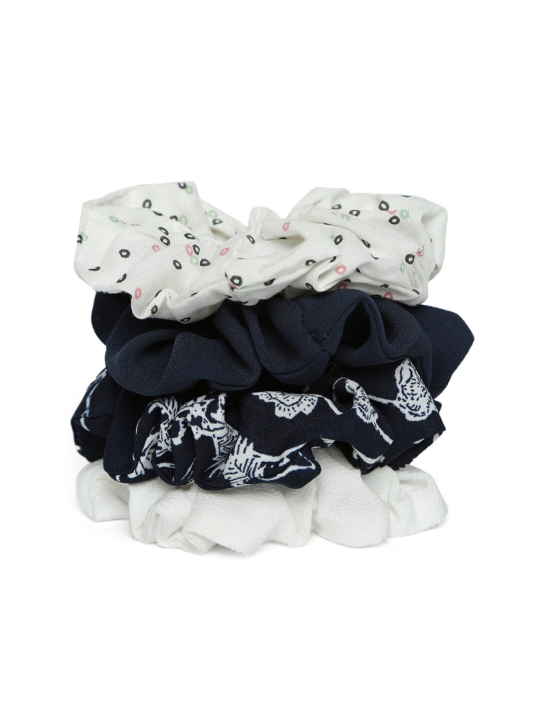 

Lilly & sparkle Women White & Black Set of 4 Ponytail Holders