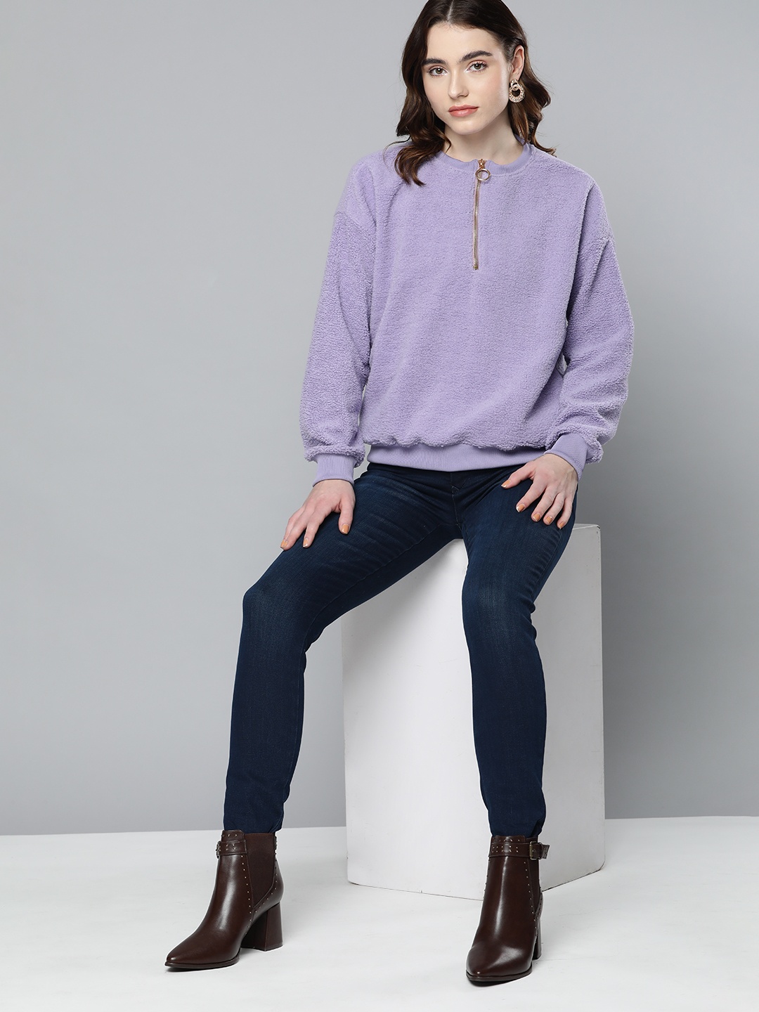 

Chemistry Women Lavender Sherpa Sweatshirt