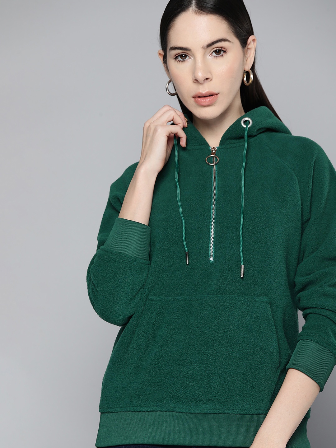 

Chemistry Women Green Hooded Sweatshirt