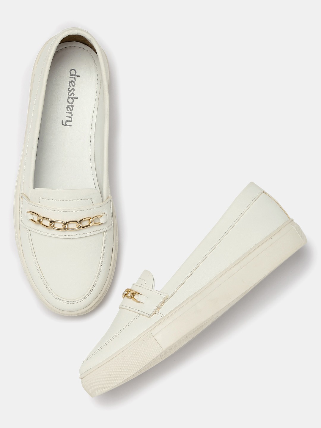 

DressBerry Women White Slip-On Sneakers