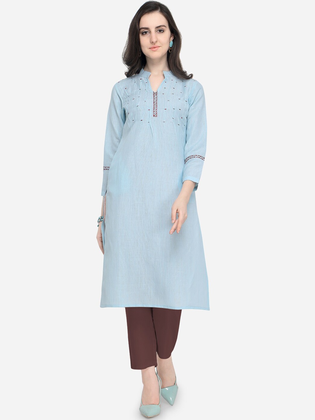 

Pure 9 Women Blue Thread Work Kurta