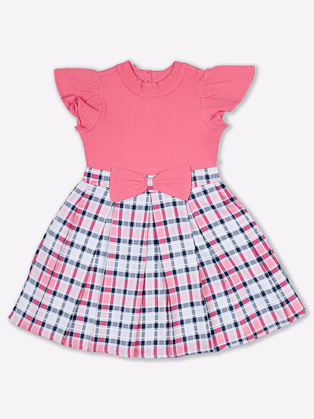 

MYY Pink Checked Crepe Dress