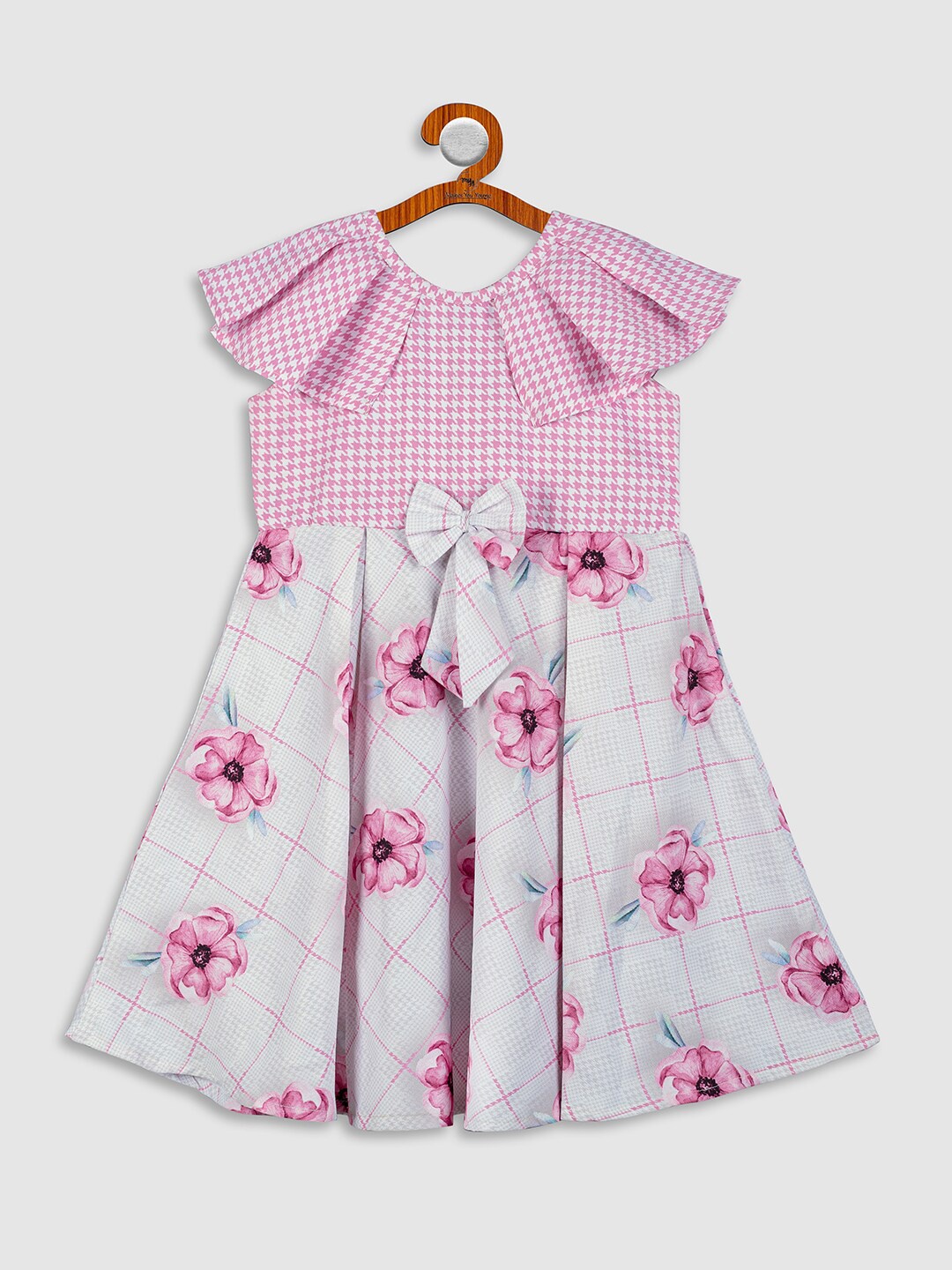 

MYY Pink Checked Crepe Dress