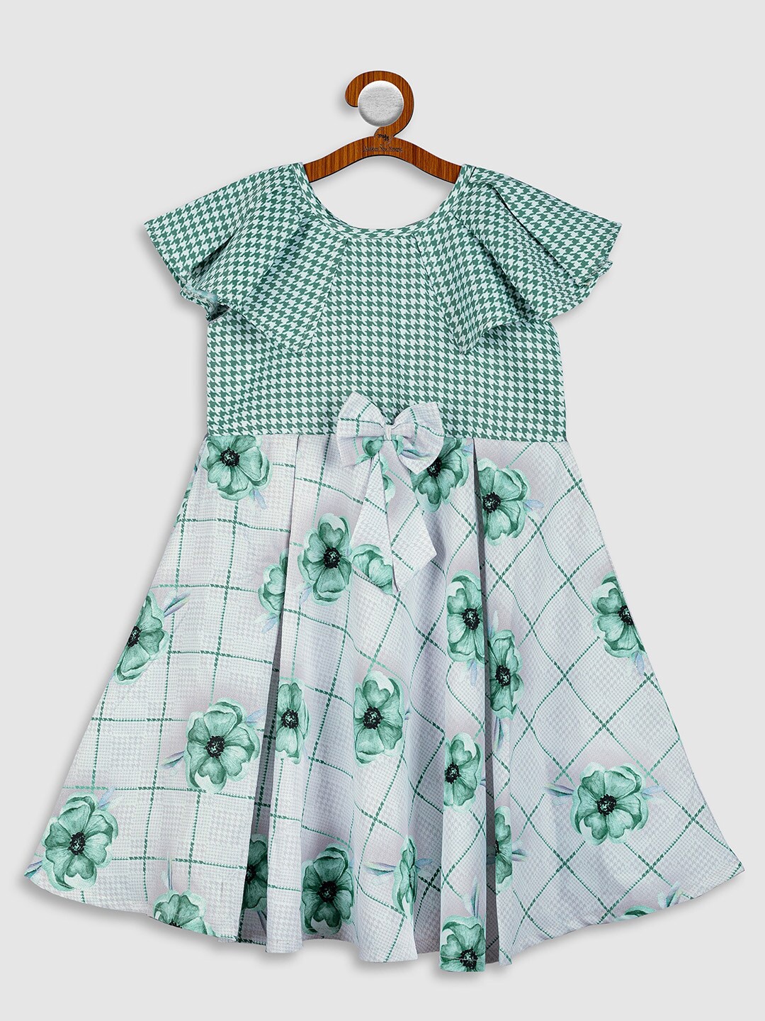 

MYY Green Checked Crepe Dress