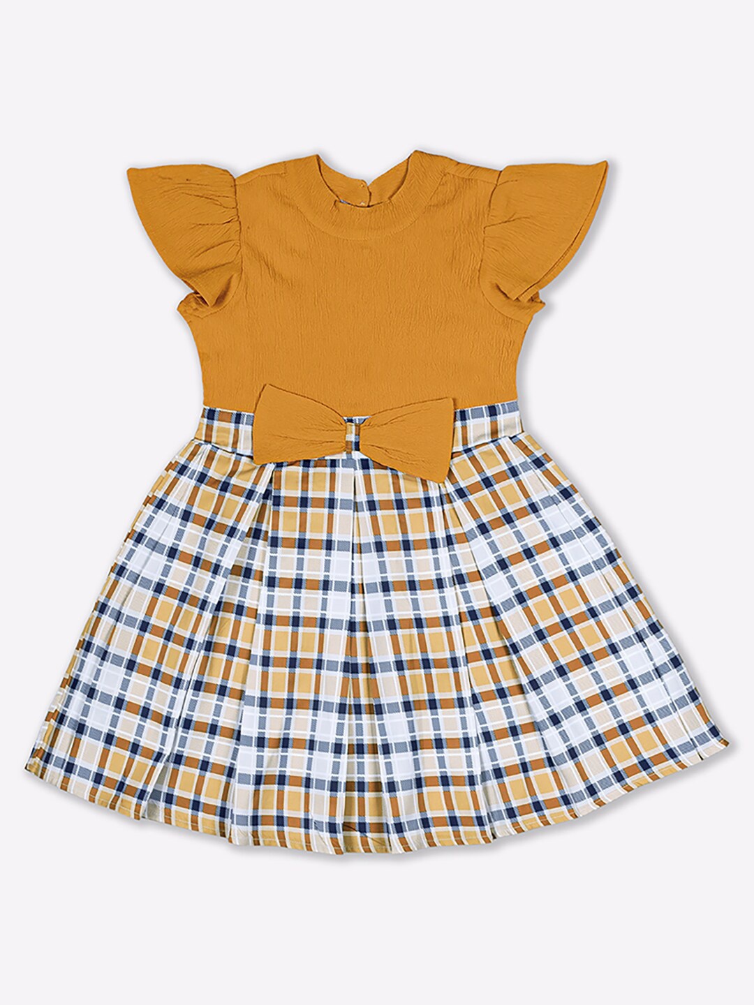 

MYY Yellow Checked Crepe Dress