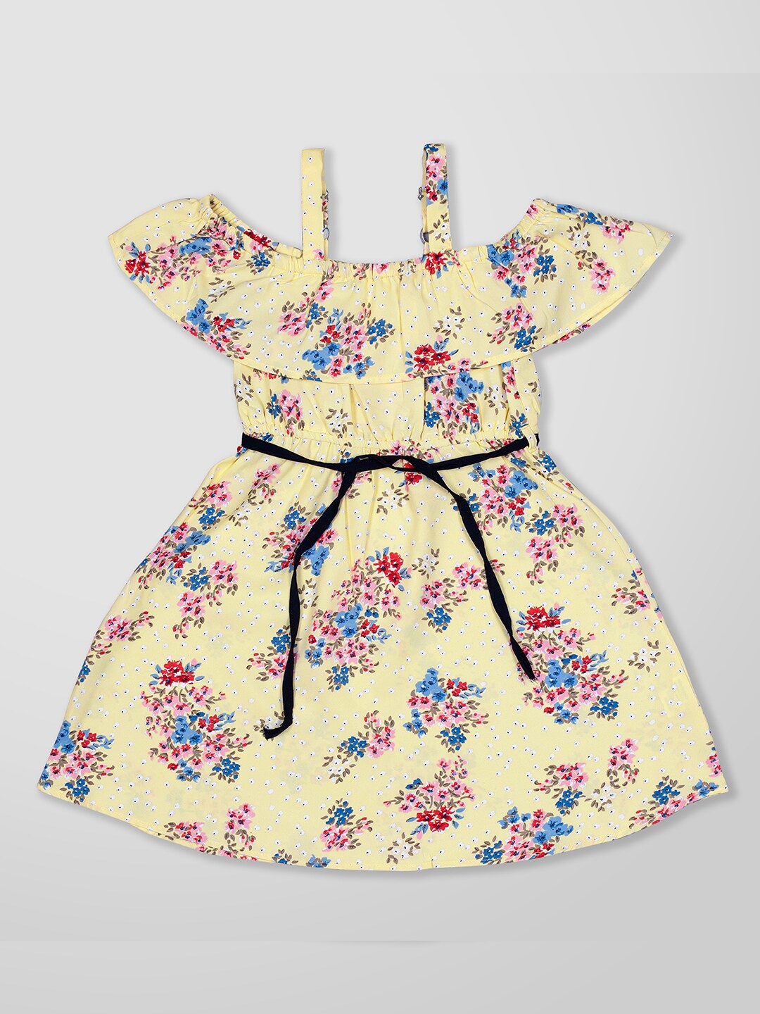 

MYY Yellow Floral Crepe Dress