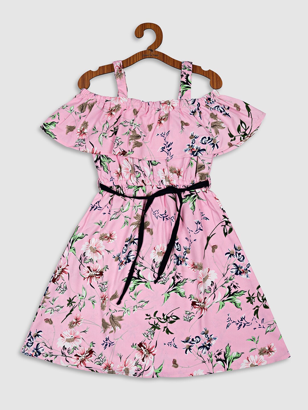 

MYY Pink Floral Crepe Dress