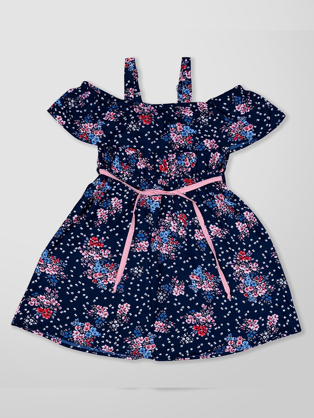 

MYY Navy Blue Floral Crepe Dress