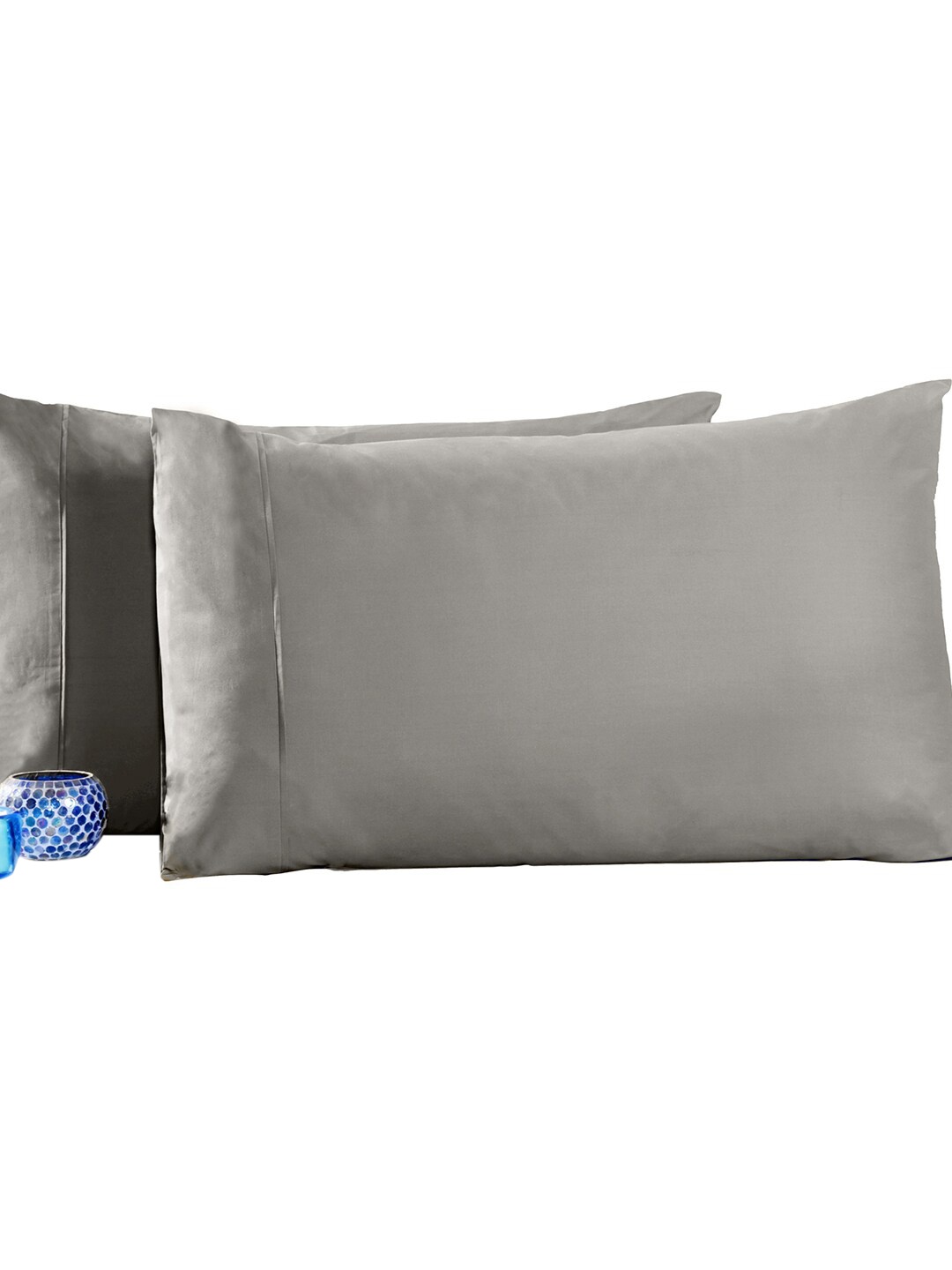 

MASPAR Set Of 2 Grey Solid 200 TC Pure Cotton Pillow Covers