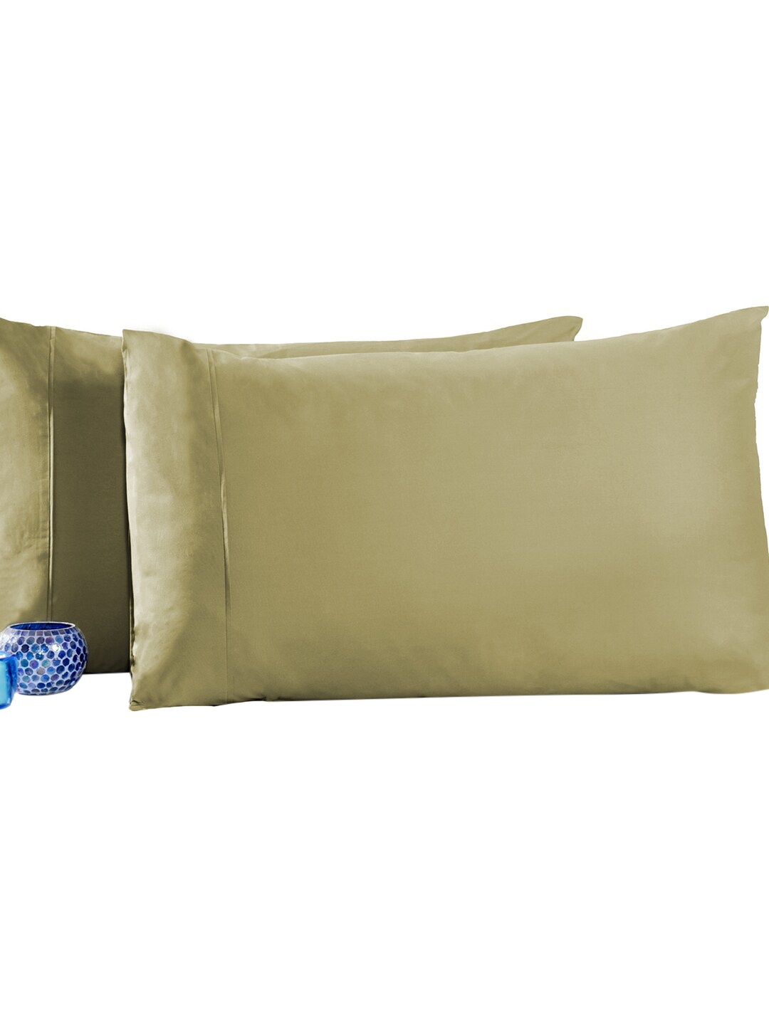 MASPAR Set Of 2 Green Solid 200 TC Pure Cotton Pillow Covers