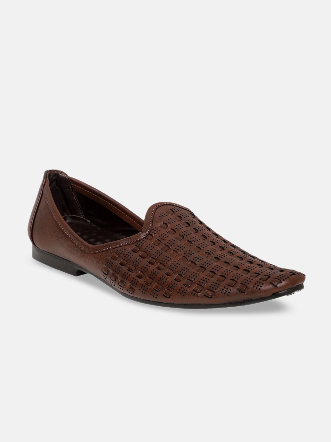 

PANAHI Men Brown Woven Design Slip-On Sneakers